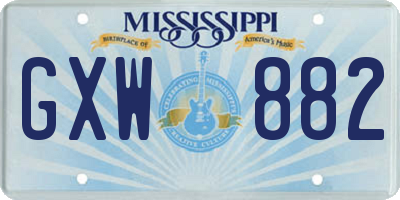 MS license plate GXW882