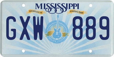 MS license plate GXW889