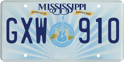 MS license plate GXW910