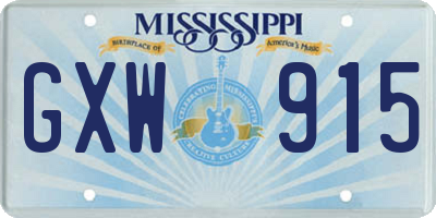 MS license plate GXW915