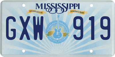 MS license plate GXW919