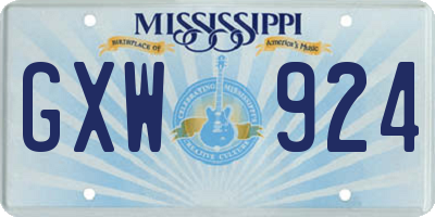 MS license plate GXW924