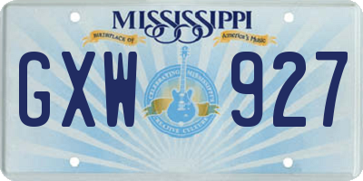 MS license plate GXW927