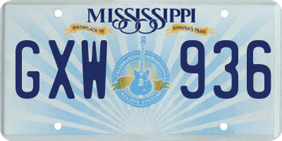 MS license plate GXW936