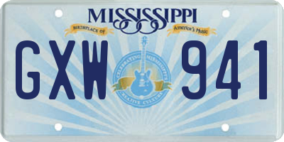 MS license plate GXW941