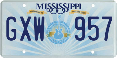 MS license plate GXW957