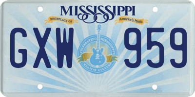 MS license plate GXW959