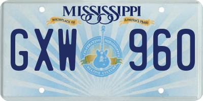 MS license plate GXW960