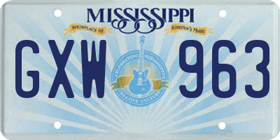 MS license plate GXW963