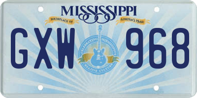 MS license plate GXW968