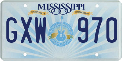 MS license plate GXW970