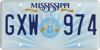 MS license plate GXW974