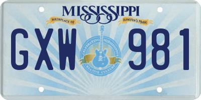 MS license plate GXW981