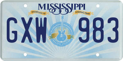 MS license plate GXW983