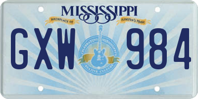 MS license plate GXW984