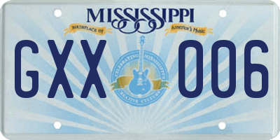 MS license plate GXX006