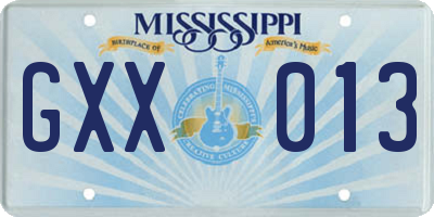 MS license plate GXX013