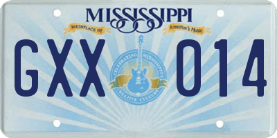 MS license plate GXX014
