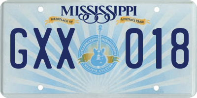 MS license plate GXX018
