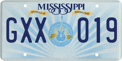 MS license plate GXX019