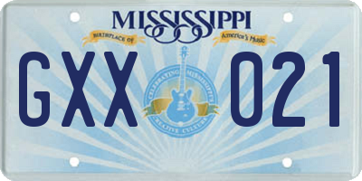 MS license plate GXX021