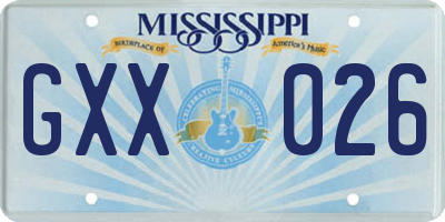 MS license plate GXX026