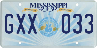 MS license plate GXX033