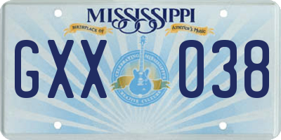 MS license plate GXX038
