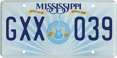 MS license plate GXX039