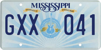 MS license plate GXX041