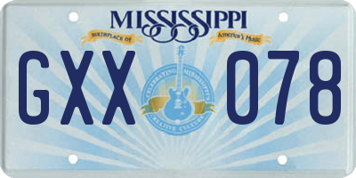 MS license plate GXX078