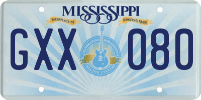 MS license plate GXX080