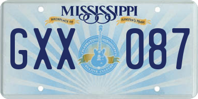 MS license plate GXX087