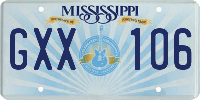 MS license plate GXX106