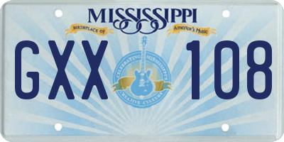 MS license plate GXX108