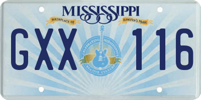 MS license plate GXX116
