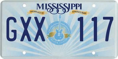 MS license plate GXX117