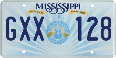 MS license plate GXX128