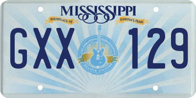 MS license plate GXX129
