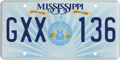 MS license plate GXX136