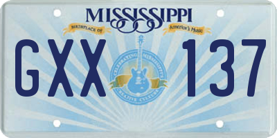 MS license plate GXX137