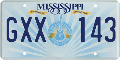 MS license plate GXX143
