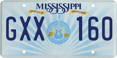 MS license plate GXX160