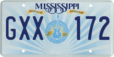 MS license plate GXX172