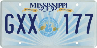 MS license plate GXX177