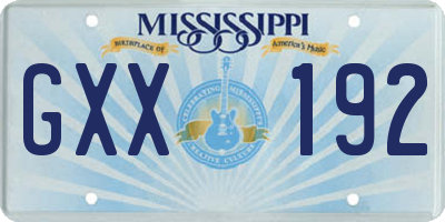MS license plate GXX192