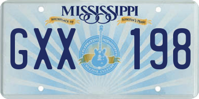 MS license plate GXX198