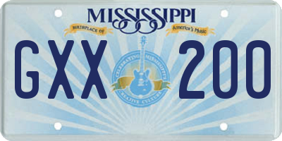 MS license plate GXX200