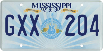 MS license plate GXX204