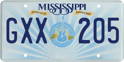 MS license plate GXX205